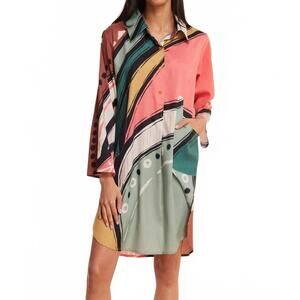 NEW MODAPOSA gabriella abstract fall resort dress in multi